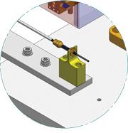 Close up of assembly where miniature pin is inserted.
