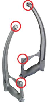 Two knurled pins are simultaneously installed on each side of hacksaw frame.
