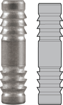 Barbs provide the greatest retention compared with straight knurls, helical knurls and diamond knurls.