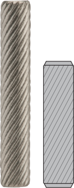 Helical knurls provide resistance to both axial loads and rotational forces.
