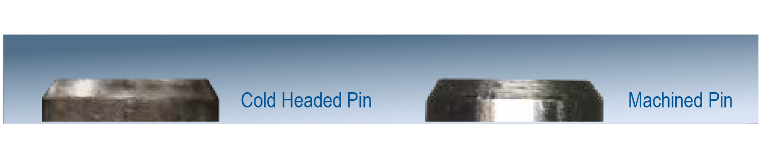 Side view: Cold Headed Pin vs Machined Pin